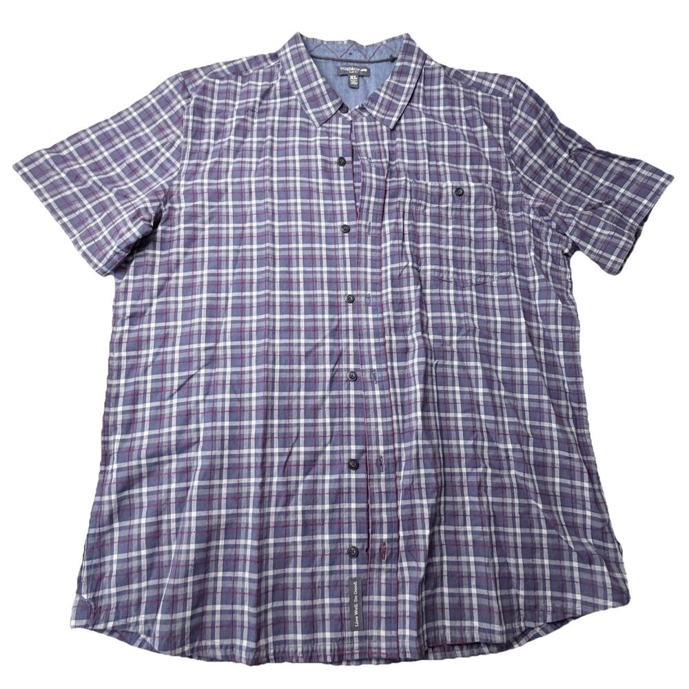 Toad & Co Horny Toad Plaid Red White Blue USA Button Down Shirt Outdoor Sz XL